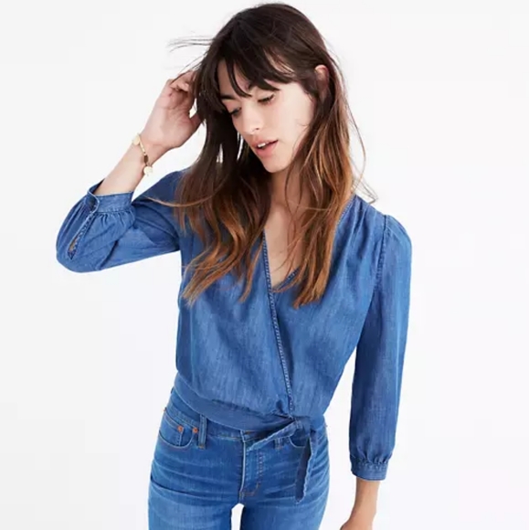 Madewell Tops - Madewell denim wrap top